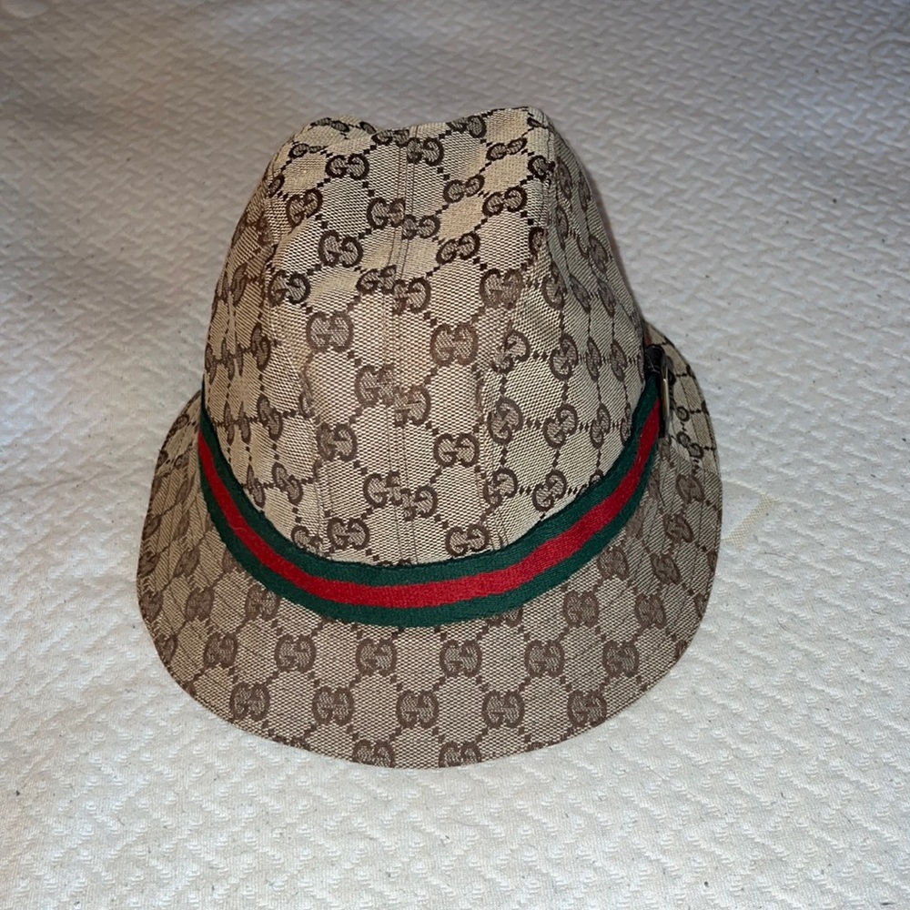 Vintage Gucci Bucket Hat, Beige & Brown Monogram: Size M